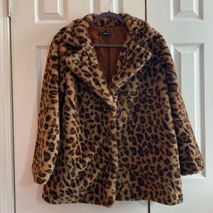 Shein Leopard Furry Coat